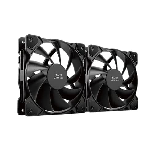Mars Gaming MF-PWMX2, Kit 2 Ventiladores 120mm, Ultra silenciosos FDB 12dB, Sistema Anti-vibraciones, Sistema PWM, Negro