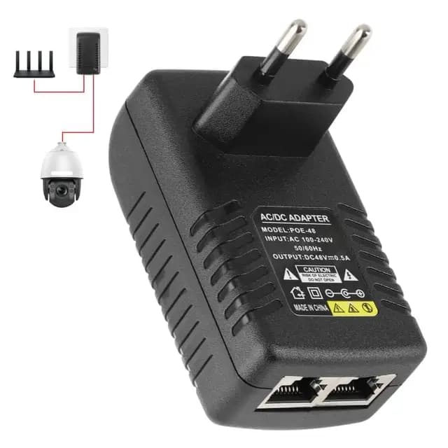 48V 0.5A Gigabit Power PoE, Adaptadores de Inyección PoE Standard 10/100/1000Mbps/1G/2G, Adaptador de Inyector Distancia de hasta 100 Metros, Injector Ethernet Adapter para IP Phone Camera