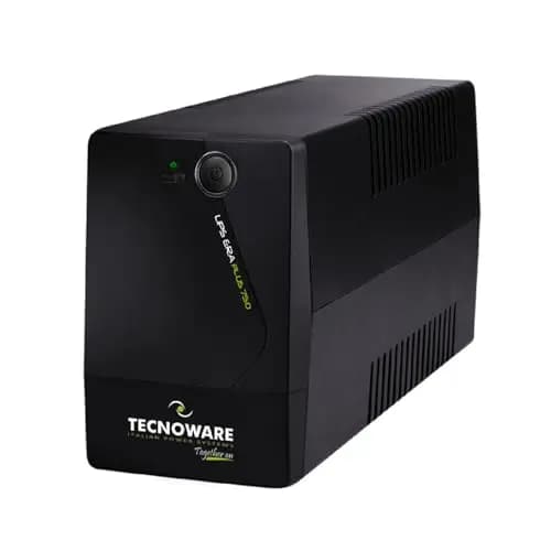 Tecnoware Power Systems - UPS ERA PLUS 750, Protección Apagón y Sobretensiones, AVR Plus, Autonomía 10min PC/40min Módem, 2 Tomas Schuko, Silencioso, Negro, 750VA, PC