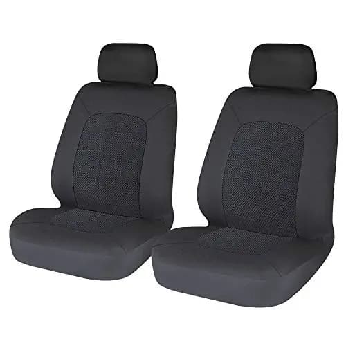 Sakura Fundas de asiento delantero para coche y furgoneta, Hampton, 1 par en negro, ajuste fácil