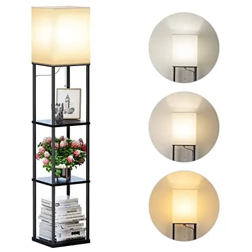 sunmory lámpara de pie con estantes led