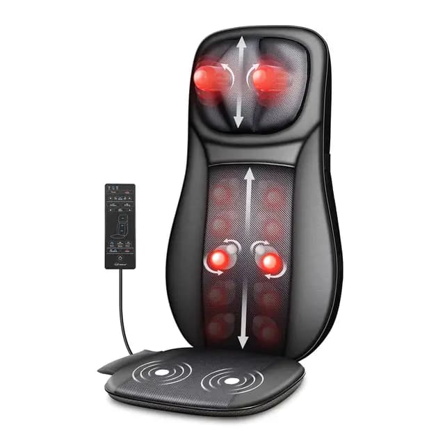 Snailax Shiatsu Asiento de Masaje con calor, Almohada Masaje de Espalda y Cuello, masajeador de espalda con vibración para la Oficina en el hogar, regalo