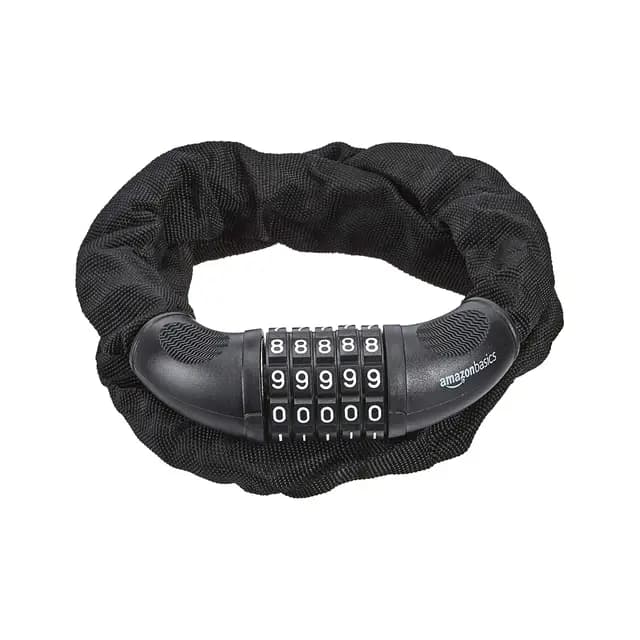 Amazon Basics Cerradura con combinación Candado de cable para bicicletas de 5 dígitos y 97.2 cm, negro, paquete de 1