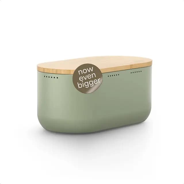 LARS NYSØM Panera I Recipiente para Pan con almohadillas antideslizantes I Caja de Pan con Tapa de bambú Adaptable como Tabla de Cortar | 34,5x18,5x15,8cm (Sage Green)