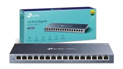 TP-Link TL-SG116 Gigabit Ethernet de 16 Puertos (Conmutador no Gestionado, Plug and Play, Metal, Escritorio, Montaje en Bastidor, sin Ventilador, Vida ÚTI Limitada)