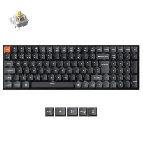 Keychron K4 QMK Teclado Mecánico 96% ISO-ES, Inalámbrico y con Cable, Interruptores Super Banane, Teclas PBT Sublimadas Estilo Cherry, Retroiluminación Blanca, para Mac y Windows – Versión 3