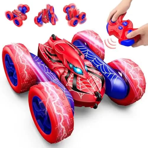 Dreamlandia Coche Teledirigido Niños 3 4 5 6 7 8 Años, 2,4Ghz, 360° Rotación con Luces, Coche RC Monster Truck Juguete Niños Niñas 3-12 Años, Type-C Batería Recargable, Regalo Cumpleaños Navidad