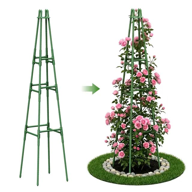 Paquete de 1 Obeliscos de Jardín, 162 CM Soportes para Plantas Trepadoras Exterior y Macetas Interior, Estructuras Metálicas Antióxido para Rosas, Clematis, Enredaderas y Hortalizas