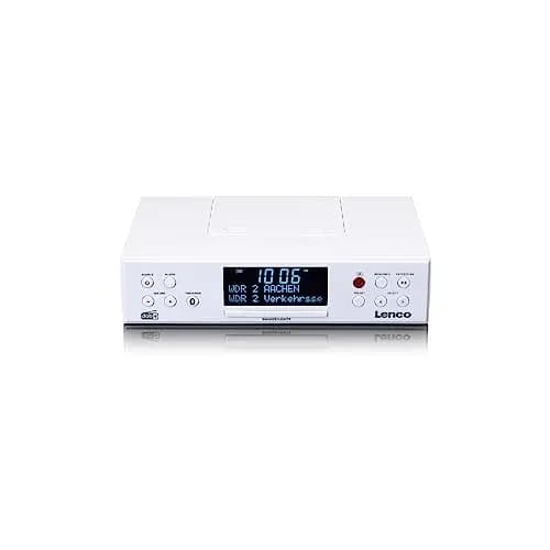 Lenco KCR-190 Radio de Cocina Dab+ - Bluetooth - PLL FM - 30 Presets de Emisoras - Pantalla y Luz LED - Temporizador - Alarma - Blanco