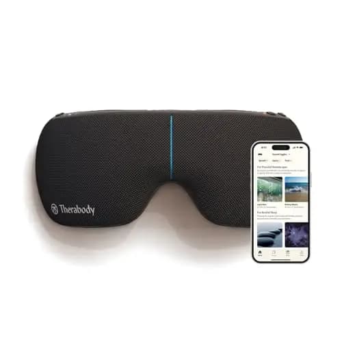Therabody SmartGoggles 2.0 Mascarilla Ocular Calefactada, Mascarilla de Sueño Oscurante y Masaje en las Sienes para Relajación Personalizada y Alivio de Dolores de Cabeza.