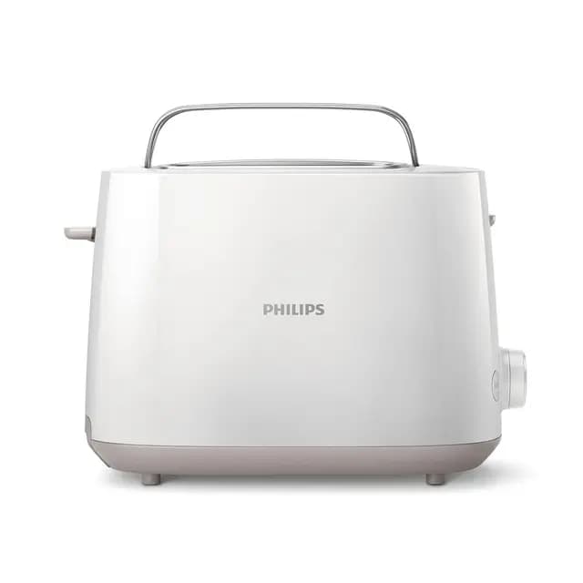 Philips Tostadora - 2 Ranuras, 8 Ajustes, Rejilla Calientabollos, Descongelación, Elevación Alta, Apagado Auto, Blanco (HD2581/00)