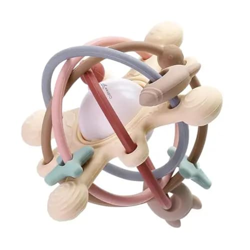 Mordedor bebé sonajero, blandito y de fácil agarre, juguete denticion a partir de 3 meses, silicona segura libre de BPA, diseño ergonómico y con texturas