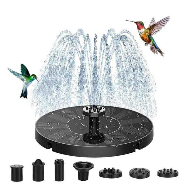 Sprifityy Fuente Solar Jardin Exterior, Bomba de Agua Solar con 7 Boquilla, Fuente para Estanque para Jardines, Estanques de Peces, Baño para Pájaros, Piscinas