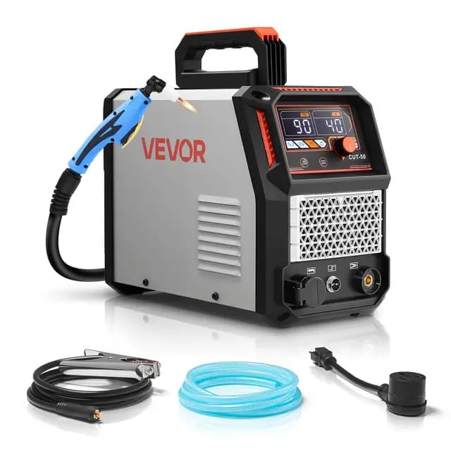 VEVOR Cortadora de Plasma de 50 A y 220 V con Inversor IGBT y Pantalla Digital, Control Inteligente, Función 2T/4T y Tiempo PA/PT Ajustable para Reparaciones Domésticas y Talleres para Garajes