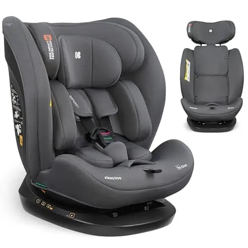 KikkaBoo Silla Coche Bebé sin ISOFIX i-EXPLORE 2, Grupo 0 1 2 3, i-Size 40-150 cm, Reclinable, 0-12 Años, Reposacabezas 14 Posiciones, Cojín y Arnés 5 Puntos, Grey