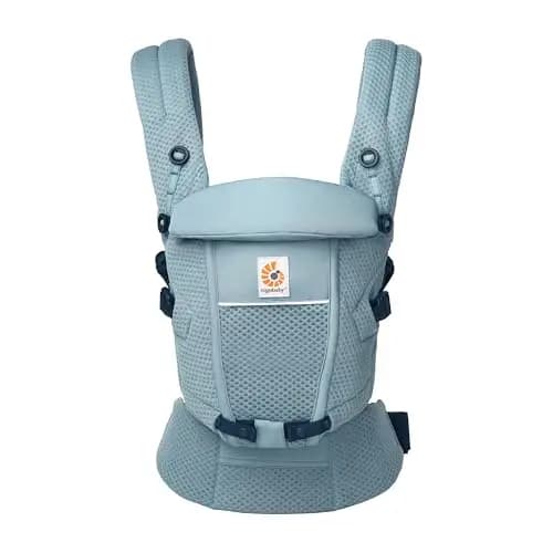Ergobaby Mochila portabebé Adapt para recién nacidos desde el nacimiento, portabebé ergonómico de malla SoftFlex de 3 posiciones para transportar en el abdomen y en la espalda, Slate Blue