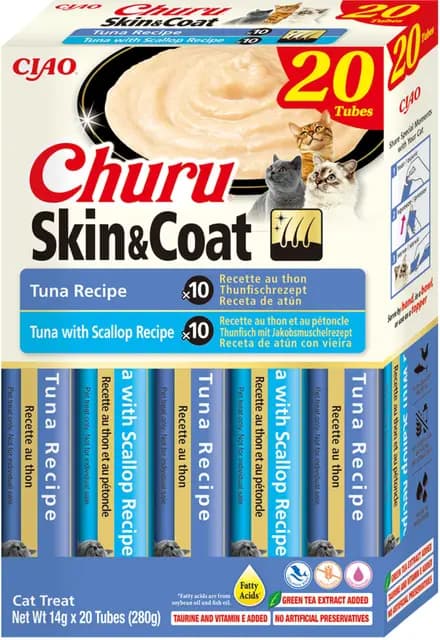INABA Churu Skin & Coat Snack Cremoso para Gatos Atún