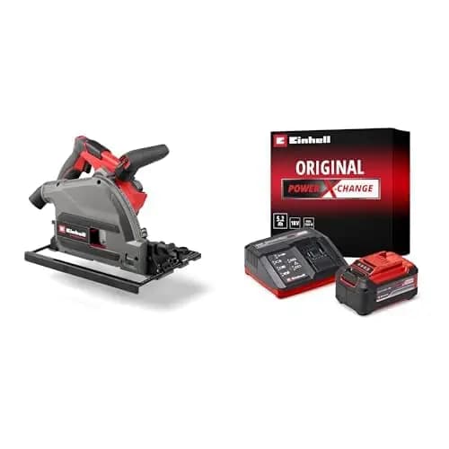 Einhell Professional Sierra de incisión con batería TP-PS 18/165 Li BL-Solo Power X-Change 18V, Ø 165mm, hoja de sierra, Brushless + Original Starter Kit PXC 18V 5.2Ah battery and fast charger