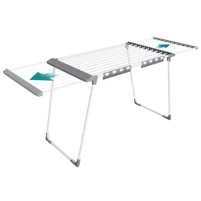 SONGMICS Tendedero para Ropa, Tendedero de Pie, Alas Extensibles, 22 m de Superficie de Secado, con Porta Calcetines, Plegable, Blanco Perla y Gris Paloma LLR522WK01