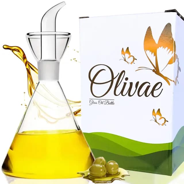 OLIVAE Aceitera Cristal Antigoteo 250ml – Botella Vidrio Borosilicato Premium con Dosificador – Dispensador de Aceite para Cocina y Mesa – Ideal para AOVE, Vinagre y Salsas
