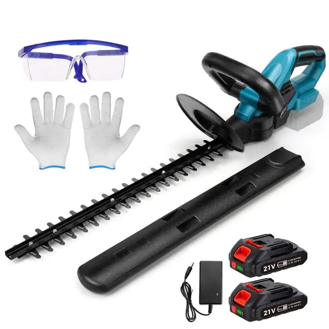 Cortasetos inalámbrico de 20" con 2 baterías de 2000 mAh, Tijeras de Mano para arbustos y césped, 2000 RPM