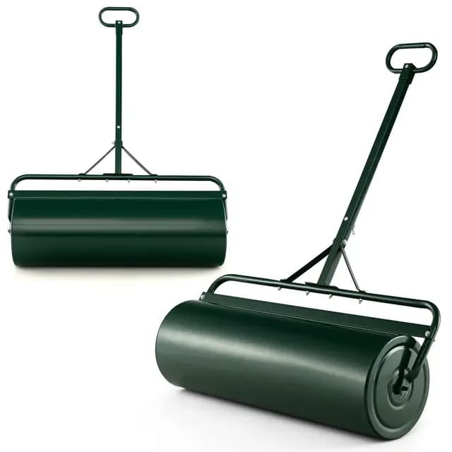 FANTASK Rodillo de Metal para césped de 30 cm de diámetro, con Mango de 63 L, Resistente Tambor rellenable con Agua y Arena