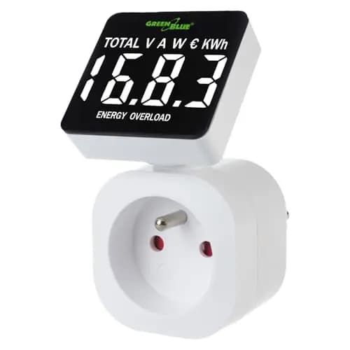 GreenBlue Contador de Consumo de Energía, Vatímetro Digital, Medidor de Electricidad, 16A, Carga máx. 3680W, Submemoria, Muestra los kWh Consumidos y Costes de Energía (GB620 E)