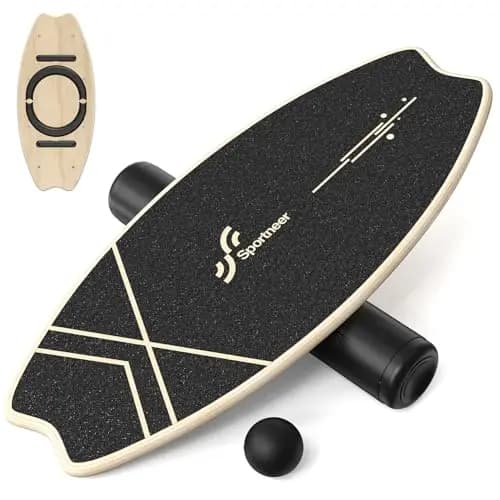 Sportneer - Tabla de equilibrio de madera, monopatín de interior y tabla de equilibrio para niños y adultos