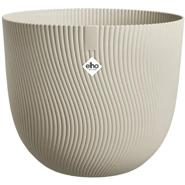 Elho Sereh Round 30 - Maceteros Decorativos - Interior & Exterior - 100% Plástico Reciclado - Ø 29.5 x H 25.3 cm - Beige/Mushroom Beige