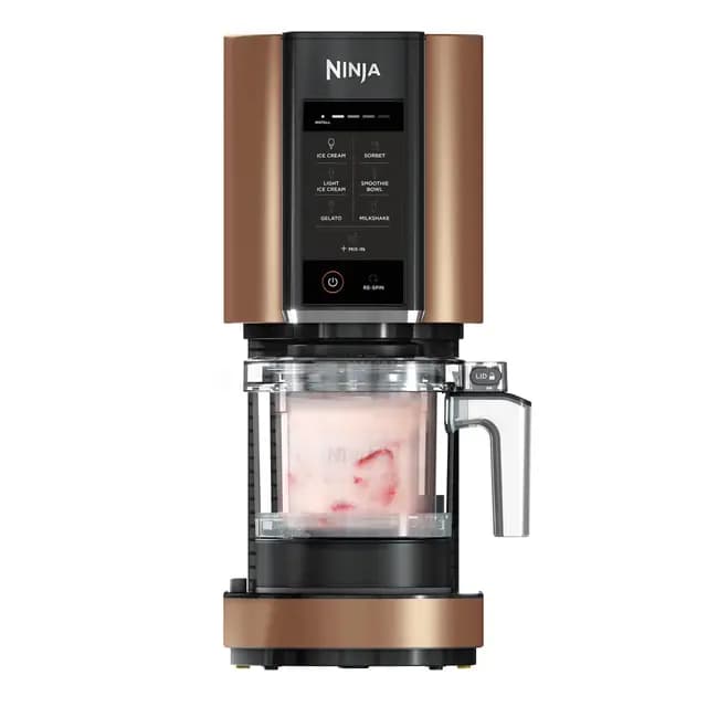 Ninja CREAMi Heladera multifunción, capacidad de 1,4L, 3 tarrinas, 7 programas, Helado, Gelato, Sorbete, Smoothie Bowl, Batido y más, negro/cobre, NC300EUCP