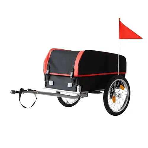 Relaxdays Remolque para Bicicleta Plegable, 120 L, Funda Impermeable y Bandera de Seguridad, 59x124x69 cm, Color