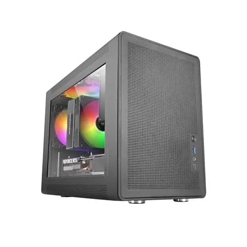 Mars Gaming MC-XPS, Caja Gaming MicroATX Ultracompacta, Cristal Templado + Paneles Mesh, Ventilador FRGB 120mm, Tecnología Refrigeración Mesh, Soporte Dual de PSU ATX y SFX, Minitorre PC USB-C, Negro