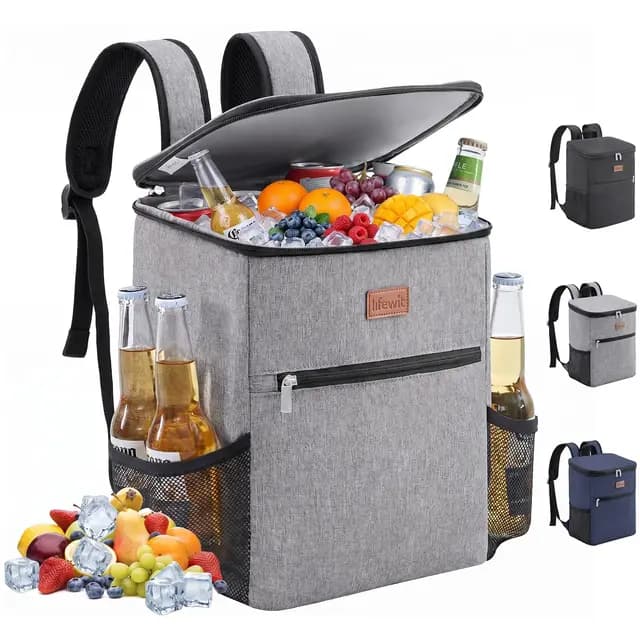 Lifewit Mochila Nevera 24L (30 Latas), Mochilas Neveras Portatil Isotermica, Bolsa Termica Porta Alimentos Impermeable, Cooler Bag para Playa, Picnic, Camping, Viaje, Trabajo, Gris