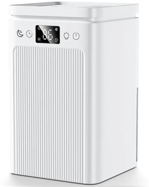 Deshumidificador 2.2L,Deshumidificadores Eléctrico, Silencioso≤35dB,Portátil,Temporizador de 2-12 Horas y luz LED de 7 Colores, Apagado Automático,Ideal para Baño, Armario(blanco)