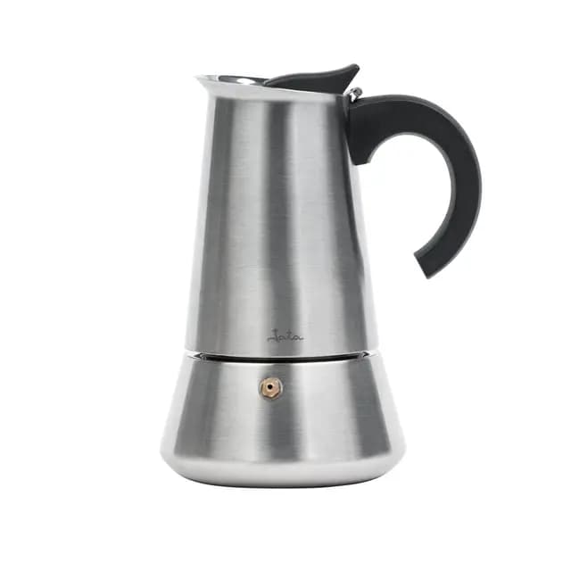 Jata Hogar CAX110 - Cafetera Italiana Inducción 10 Tazas Acero Inoxidable, Cafetera Moka Espresso, Compatible con Todas las Cocinas, Acabado Pulido Espejo, Mango Ergonómico Anticalor
