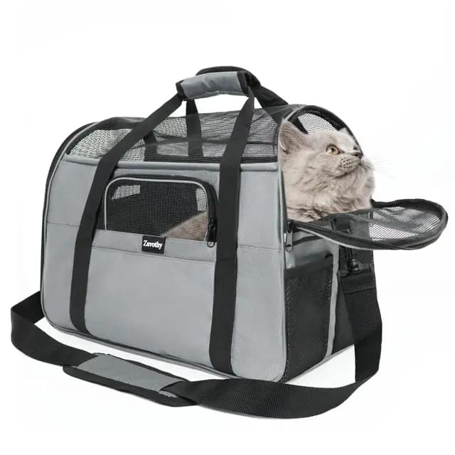 Zavothy Transportín para Perros Gatos Bolsa, Transportín Plegable, Correa de Hombro Ajustable, Transportadora Perros Gatos Antracita, M, Hall