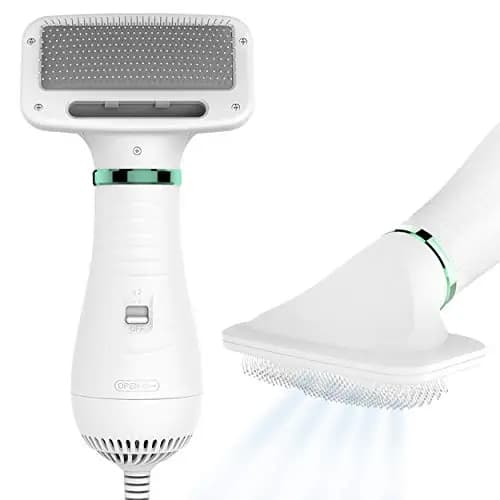 Secador de Pelo para Mascotas | Secador de Pelo Portátil y Silencioso 2 en 1 con un Cepillo Práctico | Temperatura Ajustable | para Perros y Gatos Pequeños y Medianos