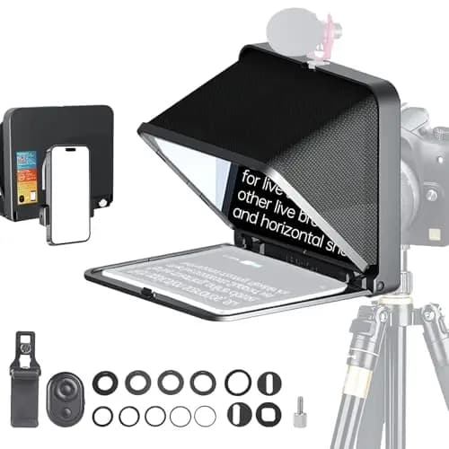 LENSGO TC7 8" Teleprompter para iPad Tablet Smartphone DSLR Camera, App Compatible con iOS & Android System para Enseñanza Online Vlog Live Streaming Entrevista, Plegable en un Seg.