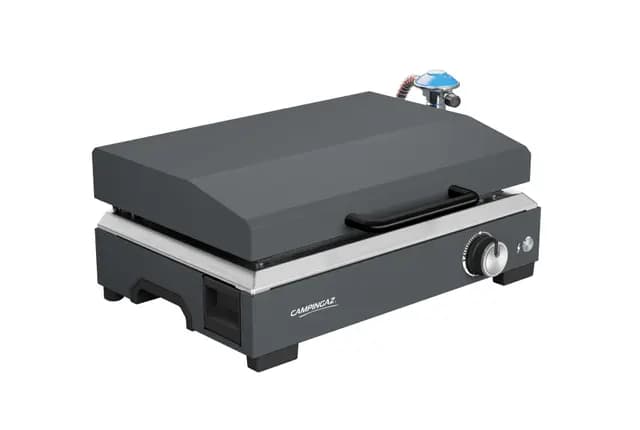 Campingaz Plancha Sigma 1 CV Gas-plancha con tapa, placa de 2,8 kW, parrilla de mesa portátil, superficie de acero esmaltado, quemador con tecnología BlueFlame para asar mediterráneamente