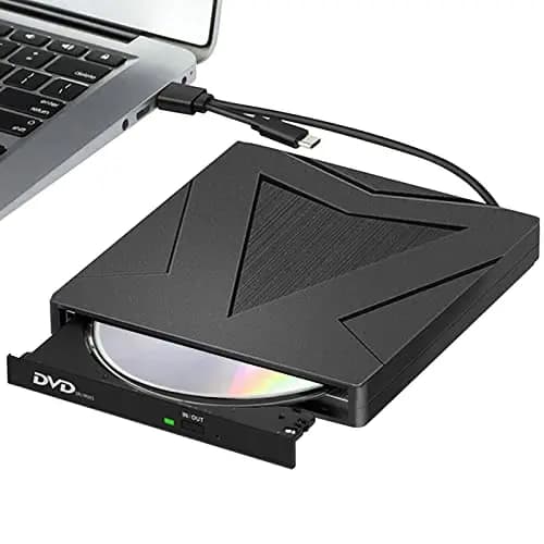 RUIZHI Unidades DVD/CD Externa, USB 3.0 y Type C portátil CD DVD +/- RW Grabadora de Reproductor Externo para PC Laptop Desktop MacBook, Compatible con Windows/7/8/10/XP/Linux/MacOS