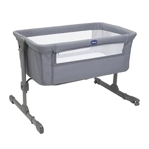 Chicco Next2Me Essential Cuna Colecho Bebé, Cuna para recién Nacidos, Compatible con Varias Camas, Altura Ajustable, Buena Circulación de Aire, Colchón y Bolsa incluidos, 0-6 Meses, Gris