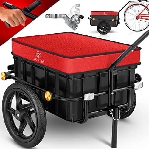 KESSER® Remolque para Bicicletas, Remolque de Carga con Enganche, Barra de Tiro Alta para el Transporte de Bicicletas, Caja de Transporte con Volumen de 70 litros, Peso máximo de 60 kg