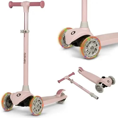 LIONELO Jessy Scooter de Equilibrio para niños de 3 años hasta 50 kg, Scooter de 3 Ruedas Ligero con Ajuste de Altura, Ruedas LED, Plataforma Antideslizante