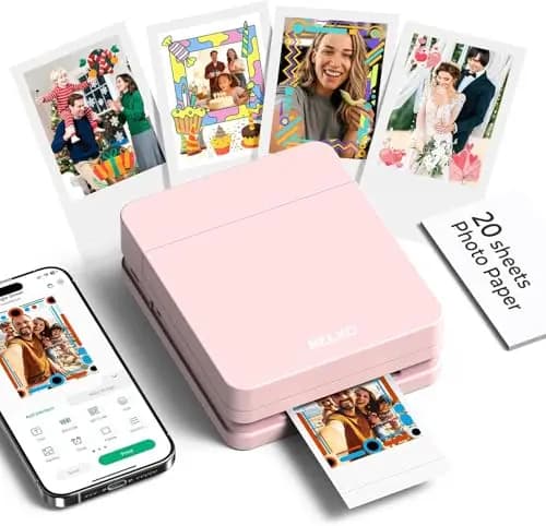 Nelko PP01 Impresora Fotos Movila, Mini Impresora Portátil a Color, Impresora Instantánea de Pegatinas para Smartphones iOS/Android con App de Edición, Rosa