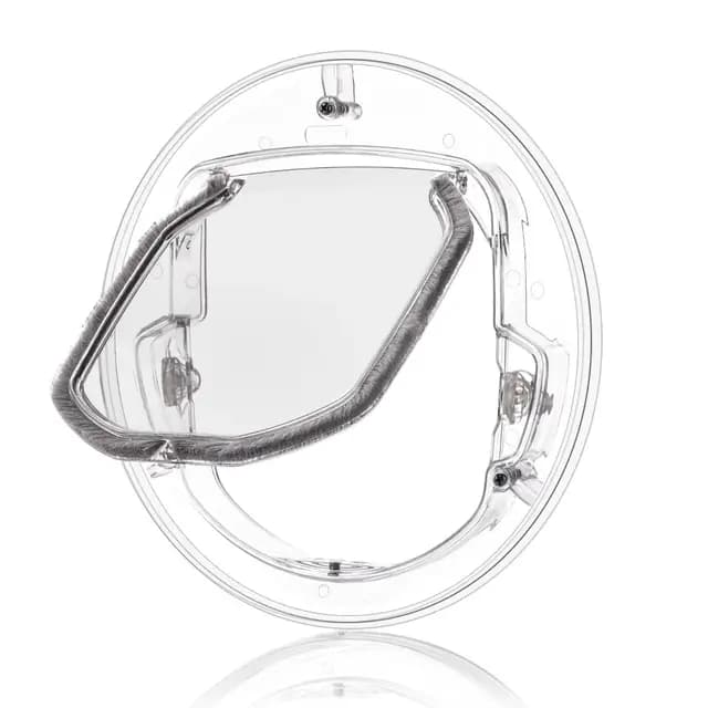 Puerta para Gatos, Puertas con Solapa Gato Bloqueo de 4Vías Plástico ABS Mascota Ventana Vidrio Cerradura Redonda Transparente Pantalla corredera Microchip Mscotas Perros Pequeños Cachorros