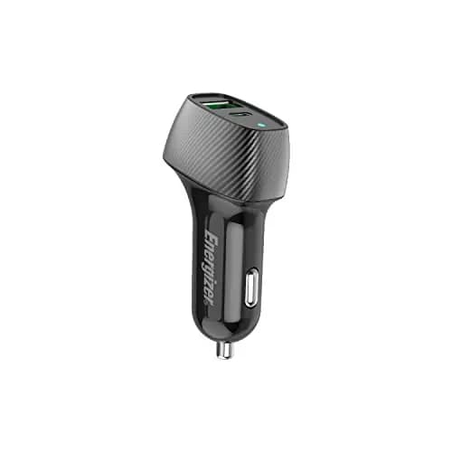 ENERGIZER - Cargador de Coche de 38 W - 1 Puerto USB-C y 1 Puerto USB-A - Cargador de Coche - Diseño de Carbono - Negro D38