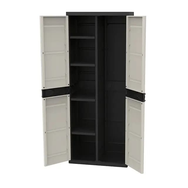 Titanium PLASTIKEN - Armario de 2 Puertas con estantes y Armario (70 x 44 x 176 cm), Color Beige y Negro