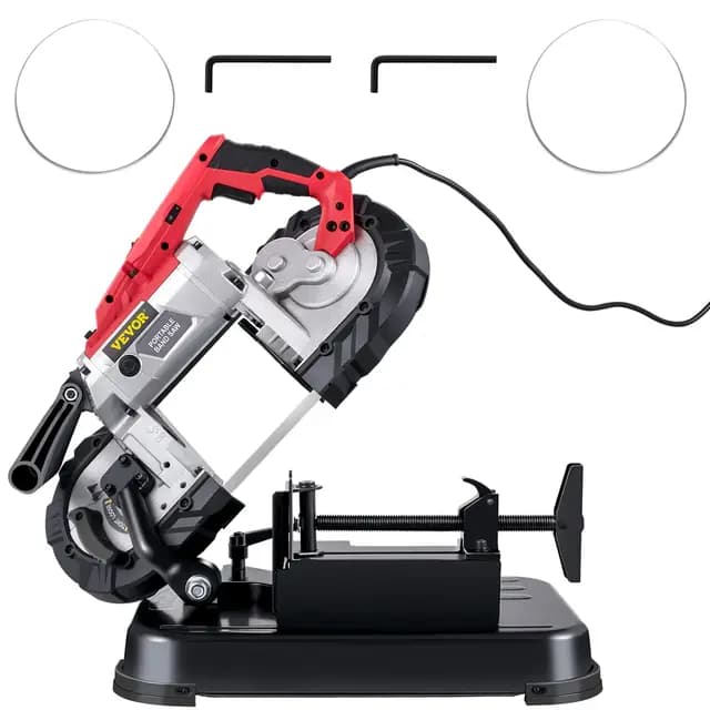 VEVOR Sierra de Cinta de Metal 1100W Base 0 – 45° Sierra de Cinta Profesional Tamaño Corte 12,7 cm 137,8-472,4 Pies/min Sierras de Cinta de Corte para Metal, Acero, Aluminio y Cable Compuesto