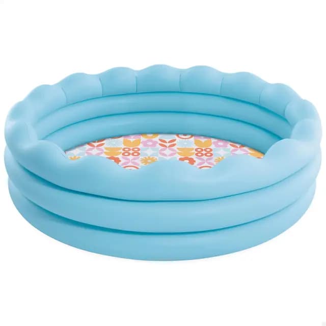 Intex Piscina Hinchable Infantil Circular, Color Azul, Mide Ø168x45 cm, Capacidad 575 litros Agua, 3 cámaras de Aire, Incluye Parche reparación, Piscinas Desmontables para niños (56191)