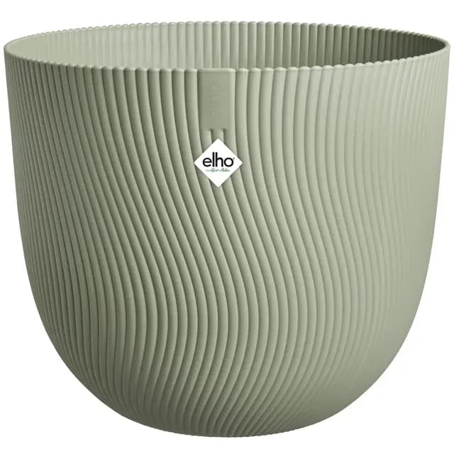 Elho Sereh Round 30 - Maceteros Decorativos - Interior & Exterior - 100% Plástico Reciclado - Ø 29.5 x H 25.3 cm - Verde/Nordic Green